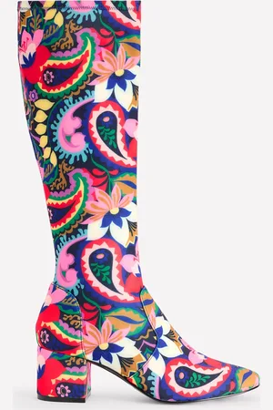 Boden Heeled Stretch Knee Boots-Multi, Botanical Paisley Female