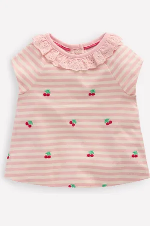 Boden Embroidered Jersey Top-Soft Ivory/ Chalk Pink Female