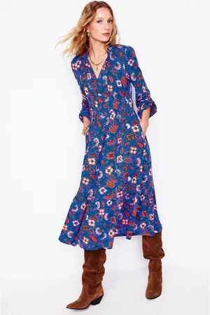Boden Rosamund Jersey Midi Tea Dress-Blue,Oriental Paradise Female