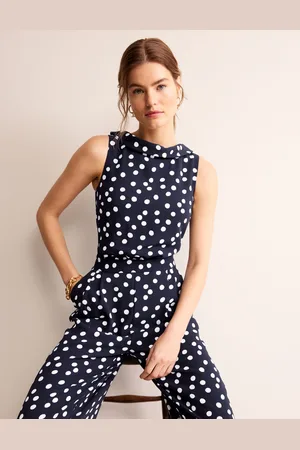 Boden Clarissa Jumpsuit-Navy, Abstract Dot Female