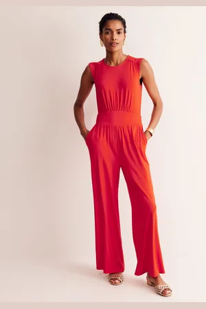 Boden Thea Jersey Jumpsuit-Flame Scarlet Female