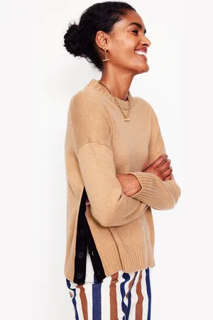 Boden Zia Button Side Jumper-Camel Melange Female