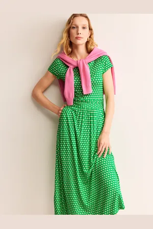 Boden Amelie Jersey Midi Dress-Kelly Green, Crescent Stamp Female