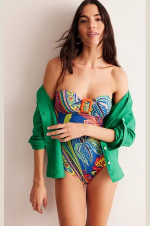 Boden Taormina Bandeau Swimsuit-Multi, Painterly Paisley Female