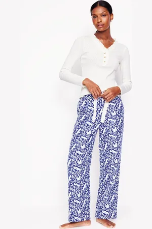 Boden Brushed Cotton Pyjama Trouser-Blue, Woodland Squirrel Female