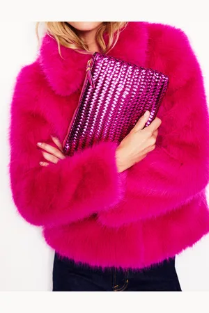Boden Woven Metallic Pouch-Pink Metallic Female
