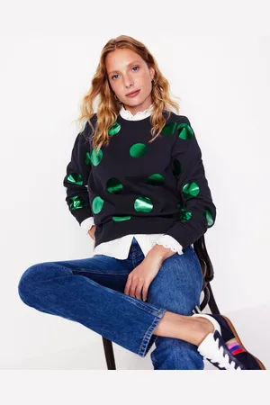 Boden Hannah Printed Sweatshirt-Navy, Green Spot Female