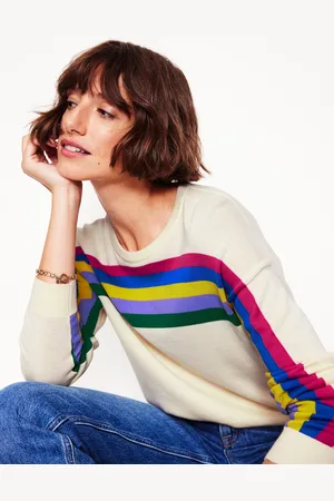Boden Lara Relaxed Cotton Jumper-Rainbow Curve Knit Female