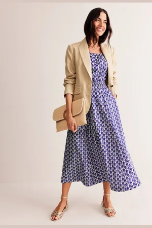 Boden Amber Cotton Midi Dress-Surf The Web, Bloom Sprig Female