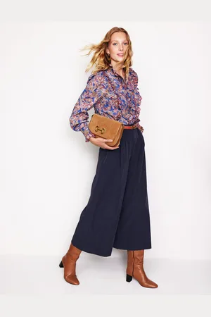Boden Tailored Cropped Trousers-Navy Female