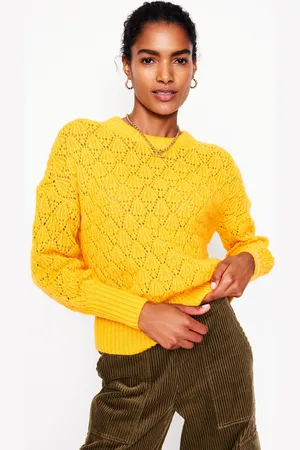 Boden Chunky Pointelle Jumper-Pineapple Yellow Female