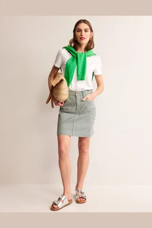 Boden Nell Denim Mini Skirt-Blue Stripe Female