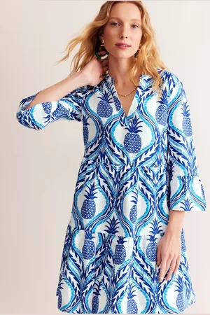 Boden Sophia Linen Short Dress-Surf The Web, Pineapple Wave Female