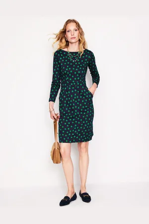 Boden Florrie Long Sleeve Dress-Navy, Abstract Dot Female