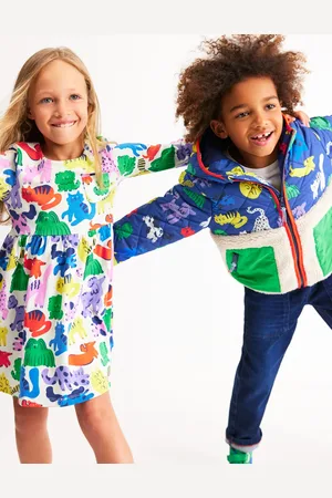Boden Long-Sleeved Fun Jersey Dress-Multi Oatmeal Rainbow Pets Female