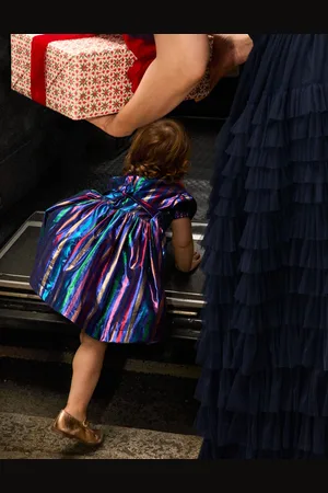 Boden Metallic Smocked Party Dress-Multi Lurex Stripe Female