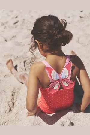 Boden Logo Back Swimsuit-Coral Spot Butterfly Female