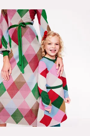 Boden Sparkle Knitted Dress-Rainbow Argyle Female