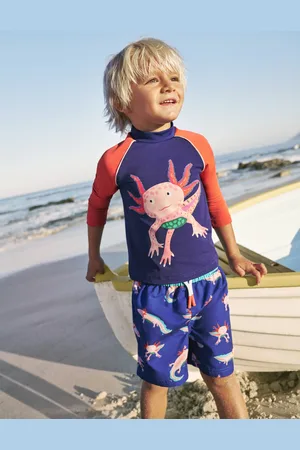 Boden Logo Rash Vest-Sapphire Blue/ Jam Red Axolotl Male