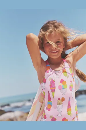 Boden Cross-back Printed Swimsuit-Pink Ice Creams Female