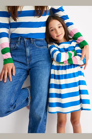 Boden Long-Sleeved Fun Jersey Dress-Gallery Blue/ Ivory Stripe Female