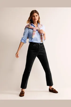 Boden 5 Pocket Cord Slim Jeans-Black Female