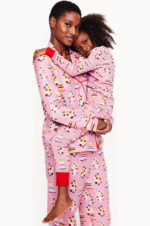 Boden Snug Glow-In-The-Dark Pyjamas-Vintage Pink Christmas Trees Female