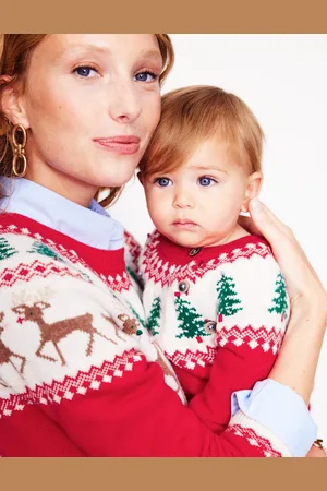 Boden Fair Isle Jumper-Poppy Red Trees Male