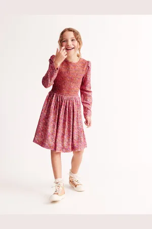 Boden Shirred Bodice Woven Dress-Rose Petal Pink Vintage Floral Female