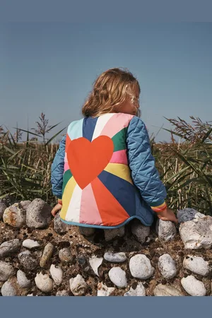 Boden Fun Borg Lined Bomber-Peacock Plume Blue Heartburst Female