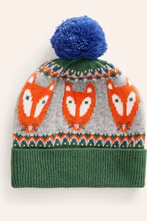 Boden Fair Isle Knitted Beanie-Spruce Green Fox Male