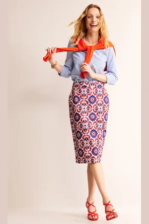 Boden Printed Pencil Skirt-Rubicondo, Mosaic Bloom Female