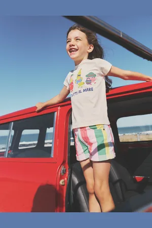 Boden Denim Shorts-Multi Rainbow Stripe Female
