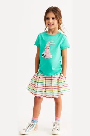 Boden Short Sleeve Appliqué T-shirt-Turquoise Blue Bunny Female