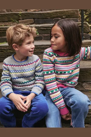 Boden Fair Isle Jumper-Grey Marl Male