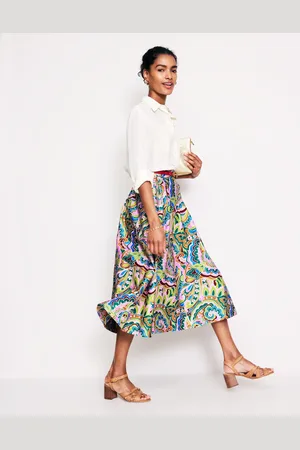 Boden Isabella Cotton Sateen Skirt-Multi, Paisley Pome Female