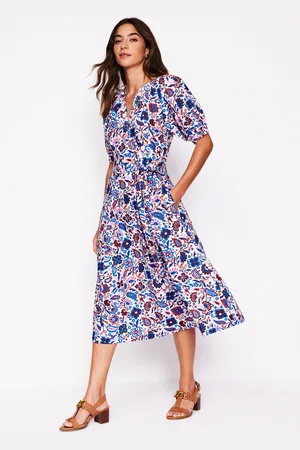 Boden Bria Puff Sleeve Midi Dress-Multi, Oriental Paradise Female