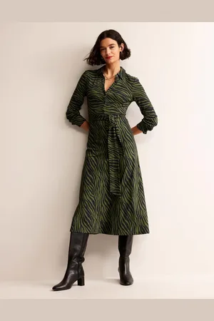 Boden Laura Jersey Midi Shress-Oregano, Animal Stripe Female