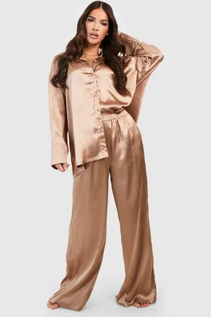 Boohoo Womens Oversized Satin Long Sleeved Shirt & Trousers Pyjama Set - - 6