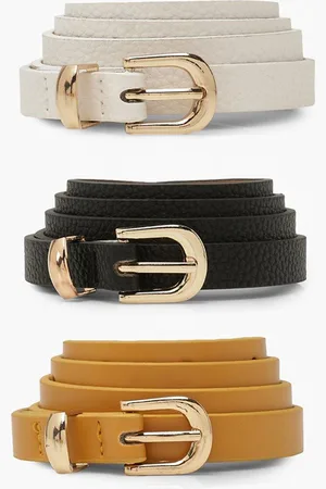 Boohoo Womens 3 Pack Skinny Belt - - One Size