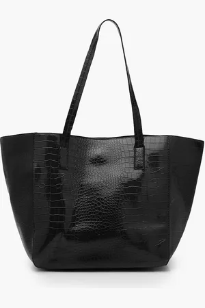 Boohoo Womens Oversized Faux Leather Croc Tote Day Bag - - One Size