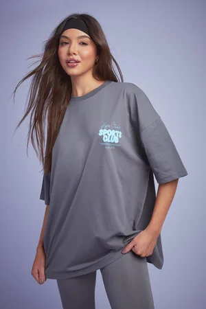 Boohoo Womens Dsgn Studio Sports Bubble Slogan Oversized T-Shirt - - M