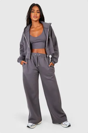 Boohoo Womens Seam Detail Crop Top 3 Piece Hooded Tracksuit - - 8