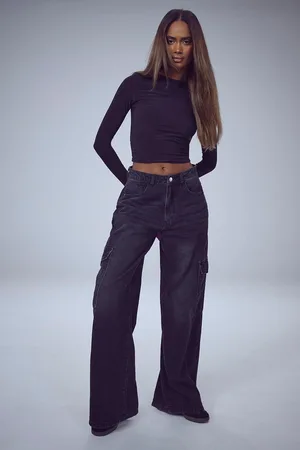Boohoo Womens The Wide Leg Cargo Jean - - 8
