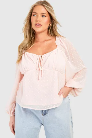 Boohoo Womens Plus Large Dobby Corset Neckline Smock Top - - 16