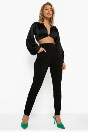 Boohoo Womens High Waisted Pleat Front Tapered Work Trousers - - 6