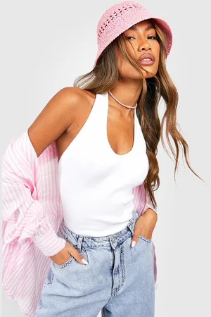 Boohoo Womens Thick Binding Halter Neck Rib Vest - - 10
