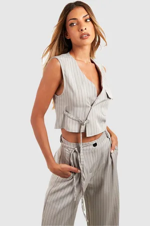 Boohoo Womens Pinstripe Wrap Waistcoat - - 6