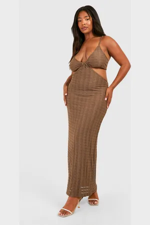 Boohoo Womens Plus Jersey Knitted Strappy Beach Maxi Dress - - 28