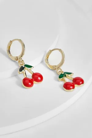 Boohoo Womens Mini Cherry Hooped Earrings - - One Size